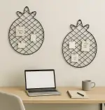 set 2 bucati Panou foto metalic , Ananas Homs, 47 x 36 cm, negru