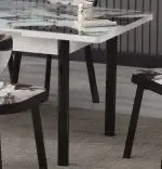 Set masa extensibila cu 6 scaune tapitate Rosia, sticla,170 cm
