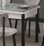 Set masa extensibila cu 6 scaune tapitate Rosia, sticla,170 cm