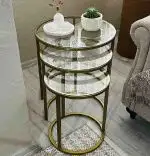 Set masuta de cafea sticla,Seria 440,Homs, 3 buc,culoare auriu