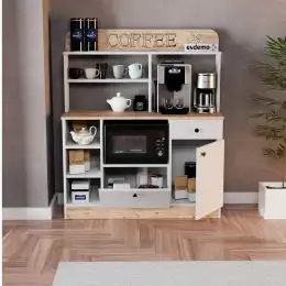 Set mobilier bucatarie Loura, alb si nuc