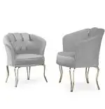Fotoliu VIiena, scaun,gri-auriu, picioare  metal auriu, Homs
