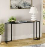 Consola Dante din sticla si metal culoare negru120 cm