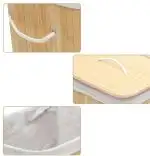Coș de depozitare cu capac din bambus ,elegant și practic, cu interior textil