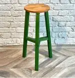 Scaun bar din lemn culoare nuc si verde, Vinita, 70 cm