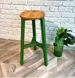 Scaun bar din lemn culoare nuc si verde, Vinita, 70 cm