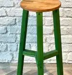 Scaun bar din lemn culoare nuc si verde, Vinita, 70 cm
