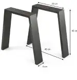 Set 2 picioare metalice pentru măsuță de cafea, design industrial, negru mat