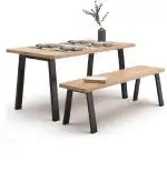 Set 2 picioare metalice pentru măsuță de cafea, design industrial, negru mat