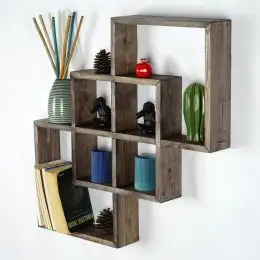 Raft de perete din lemn Karo Homs, maro 69 cm