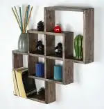 Raft de perete din lemn Karo Homs, maro 69 cm