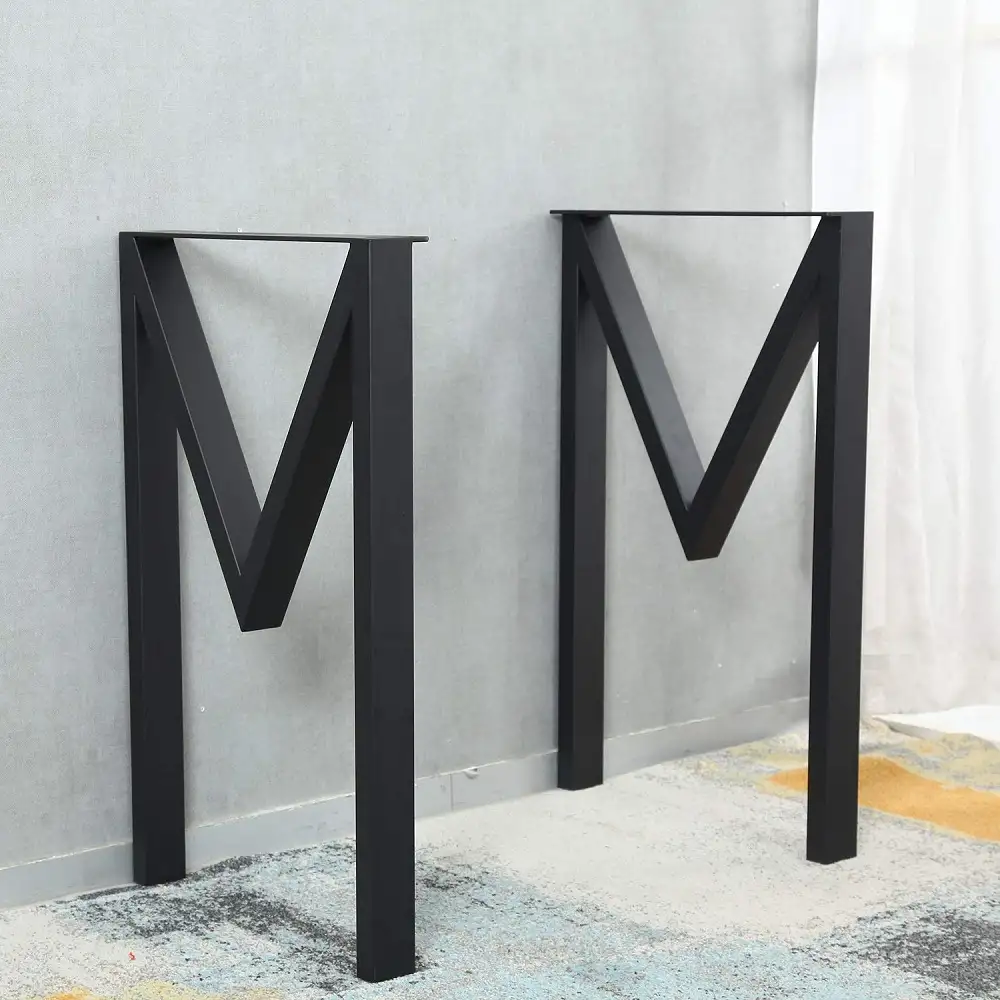 Set 2 picioare metalice pentru masa, negru mat,72 cm