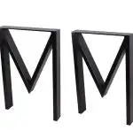 Set 2 picioare metalice pentru masa, negru mat, 72 cm