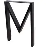 Set 2 picioare metalice pentru masa, negru mat, 72 cm