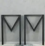 Set 2 picioare metalice pentru masa, negru mat, 72 cm