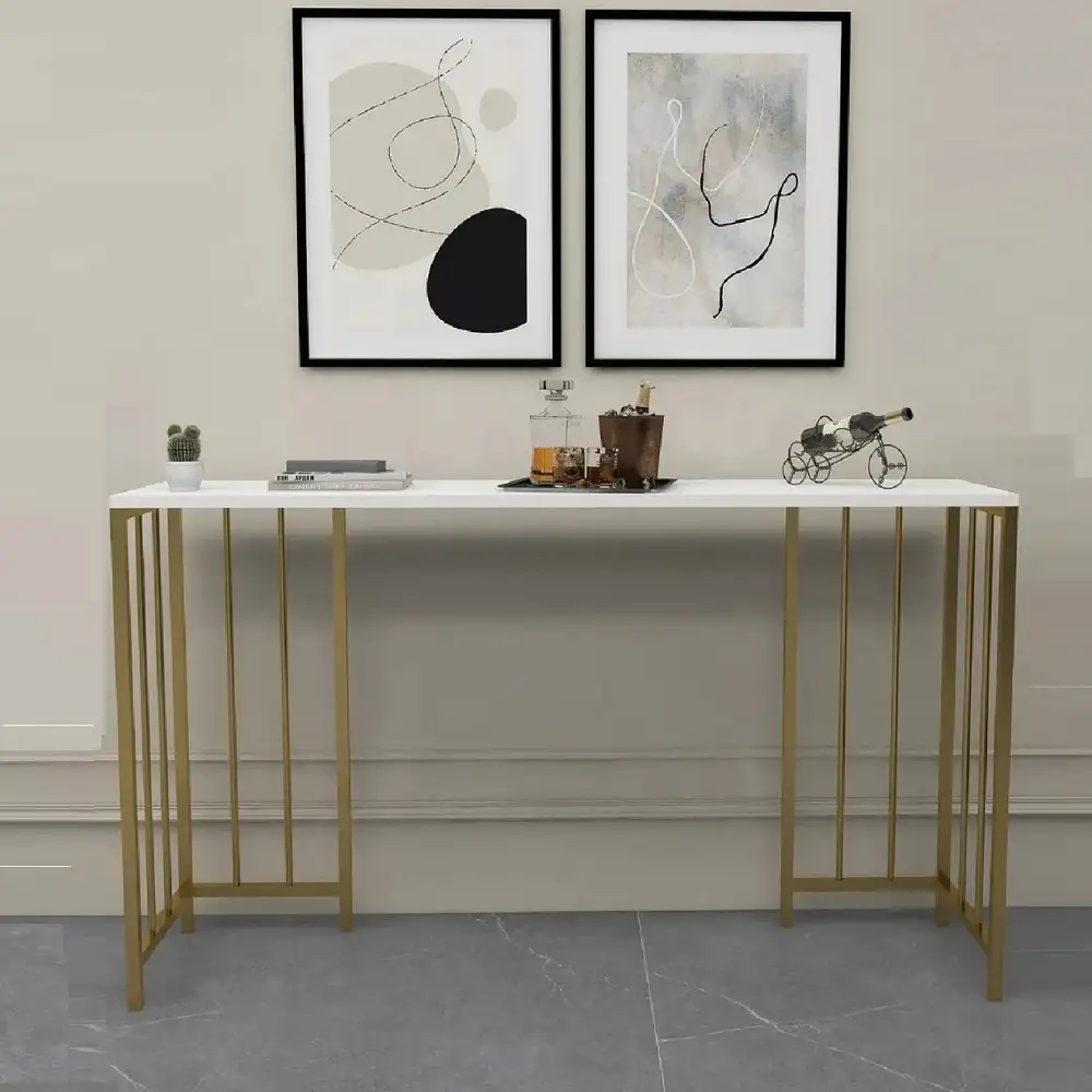 Masa Bucătărie Tip Bar, Auriu & Negru, 150x35x90 cm