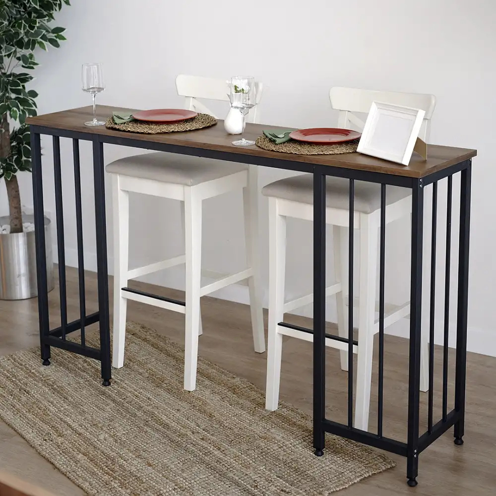Masa Bucătărie Tip Bar, Auriu & Negru, 150x35x90 cm