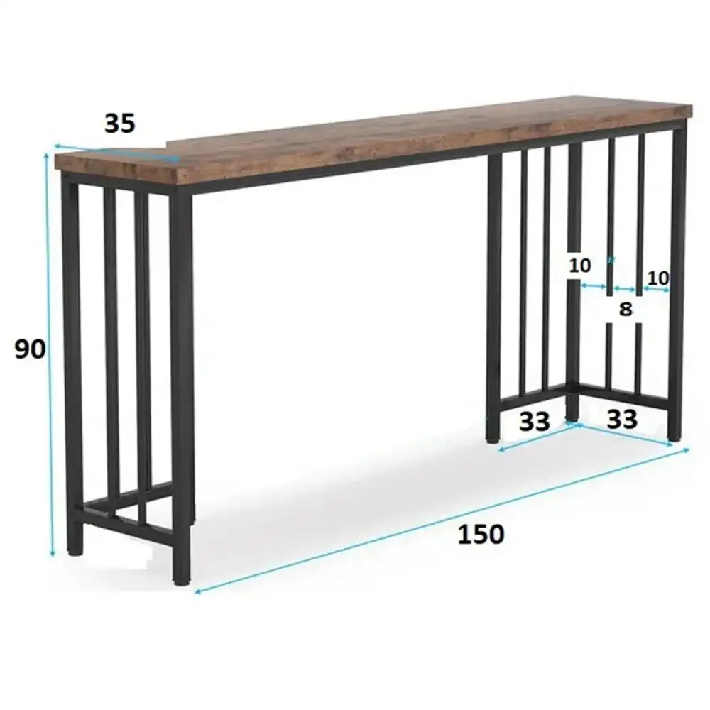 Masa Bucătărie Tip Bar, Auriu & Negru, 150x35x90 cm