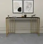Masa Bucătărie Tip Bar, Auriu & Negru, 150x35x90 cm