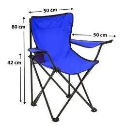 Set 2 Scaune Pliabile cu Cotiere și Suport,  Pentru Camping sau Grădină,albastru