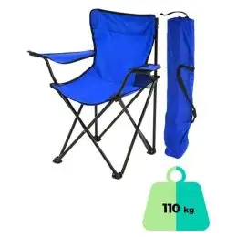 Set 2 Scaune Pliabile cu Cotiere și Suport,  Pentru Camping sau Grădină,albastru