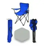 Set 2 Scaune Pliabile cu Cotiere și Suport,  Pentru Camping sau Grădină,albastru