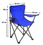 Set 2 Scaune Pliabile cu Cotiere și Suport,  Pentru Camping sau Grădină,albastru