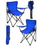Set 2 Scaune Pliabile cu Cotiere și Suport,  Pentru Camping sau Grădină,albastru