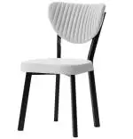 Set Masa Barton din MDF cu 4 Scaune  din metal, culaore negru si bej, 140 cm