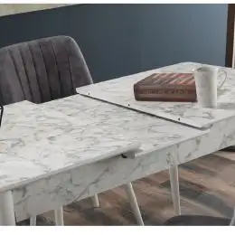 Masa extensibila dining, alb marmurat, 170 x 80 cm