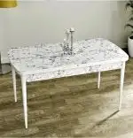Masa extensibila dining, alb marmurat, 170 x 80 cm