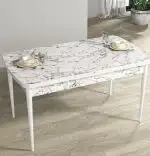 Masa extensibila dining, alb marmurat, 170 x 80 cm