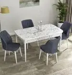 Masa extensibila dining, alb marmurat, 170 x 80 cm