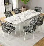 Masa extensibila dining, alb marmurat, 170 x 80 cm