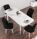 Masa extensibila dining, alb marmurat, 170 x 80 cm
