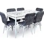 Masa extensibila dining, alb marmurat, 170 x 80 cm