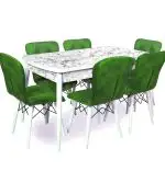 Masa extensibila dining, alb marmurat, 170 x 80 cm