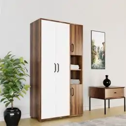 Dulap Homs 4 usi, alb si nuc,170x90x40 cm