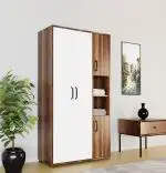 Dulap Homs 4 usi, alb si nuc,170x90x40 cm