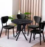 Set Masa Barton din MDF cu 4 Scaune  din metal, culaore negru, 140 cm