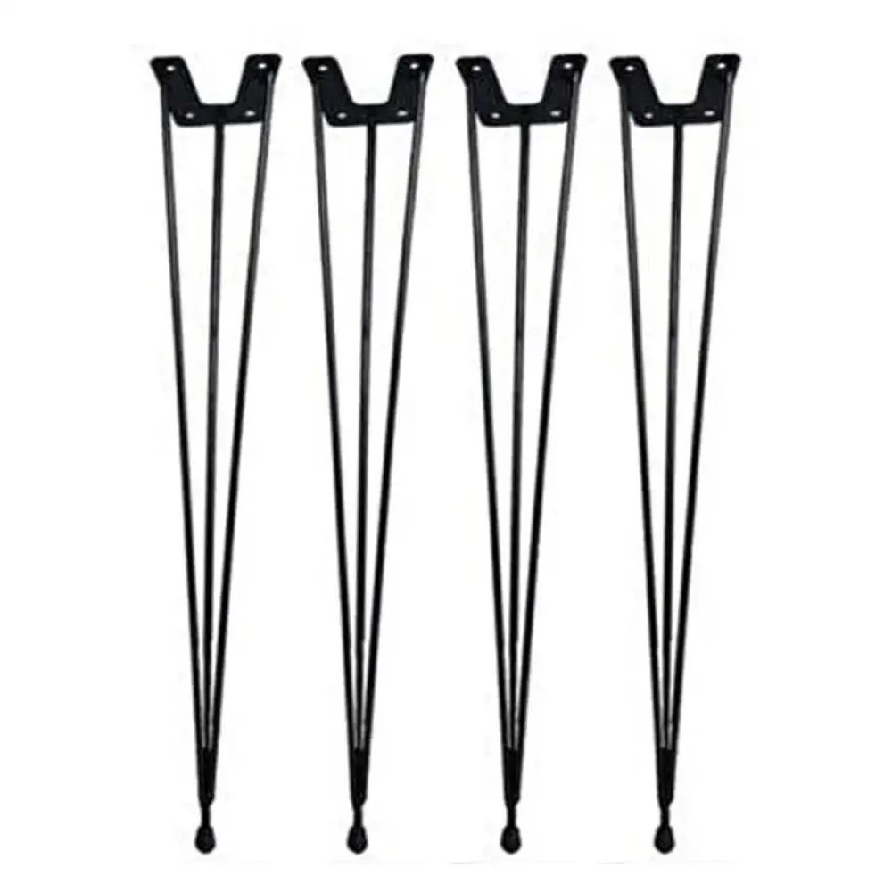 Set 4 picioare metalice pentru măsuță de cafea, design industrial, negru